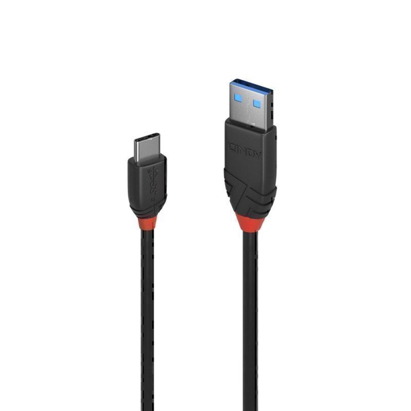 Lindy 0.5m USB-C 3.1 to USB-A Cable 3A - Black Line - Soundz Store AUSTRALIA