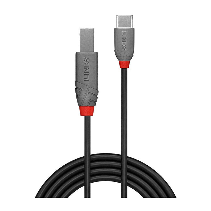 Lindy 0.5m USB 2.0 Type C TO B Cable, Anthra Line