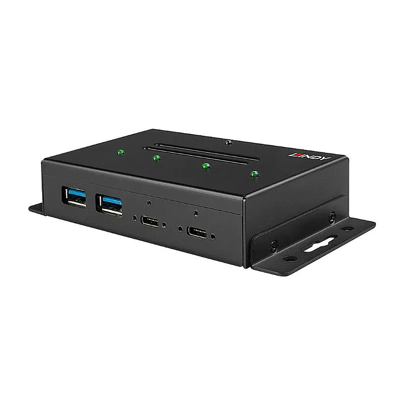 Lindy 4 Port USB 3.2 Gen 2 Industrial Hub, Metal Case