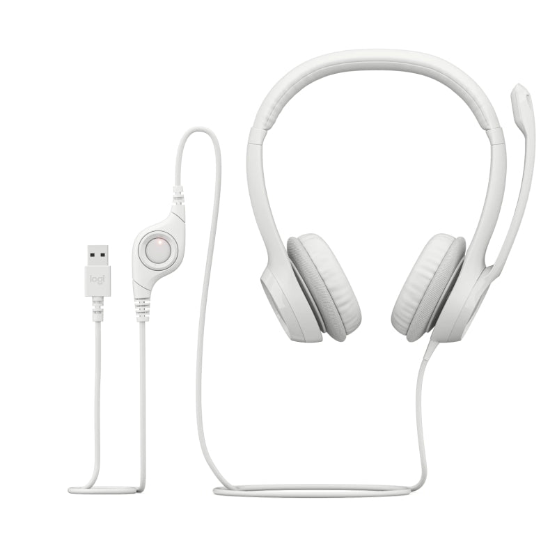 Logitech H390 Wired USB Headset - White