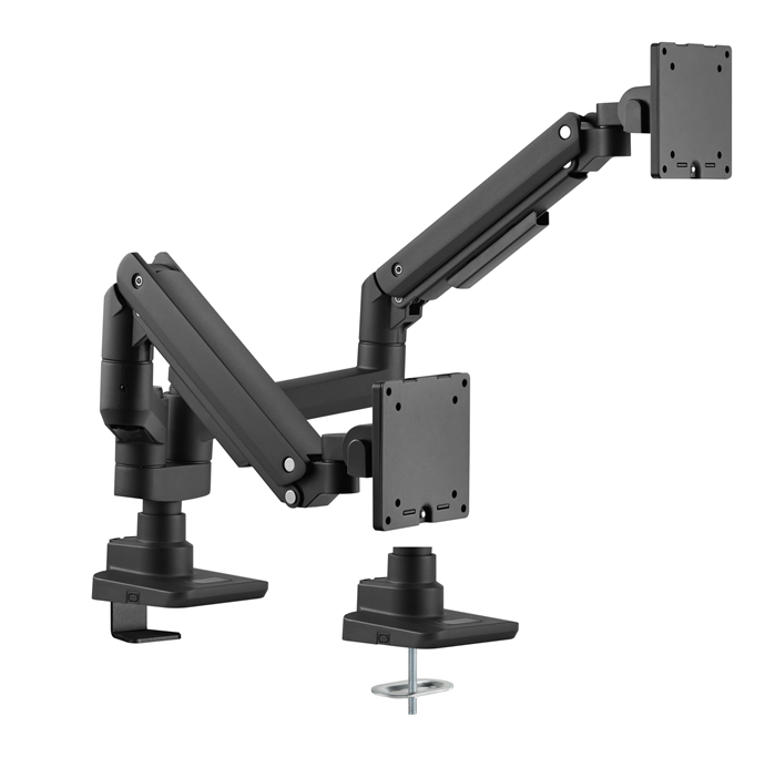 Brateck Fabulous Pole-Mounted Gas Spring Dual Monitor Arm Fit Most 17'-35' Monitors, Up to 20kg per screen VESA 75x75/100x100 Fine Texture Black （LS）