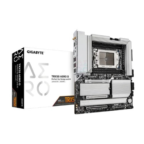 (LS) Gigabyte TRX50 AERO D AMD Ryzen Motherboard 4x DDR5~256GB,2x PCIe x16 slots, 4x M.2, 8x SATA 6Gb/s connectors, 11x USB 3.2, 4x USB2.0, 2x
