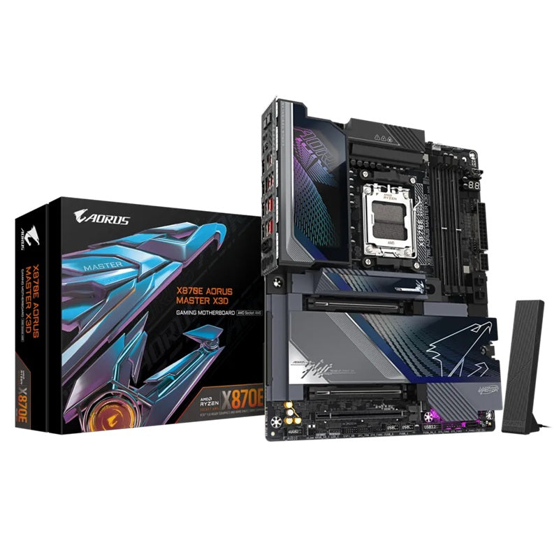 Gigabyte X870E AORUS MASTER X3D AM5 DDR5 256GB USB4 Wi-Fi7 BT5.4 10GbE+5GbE PCIe5 M.2 PCIe5/4 HDMI ALC1220 ES9118 ATX 30.5×24.4cm