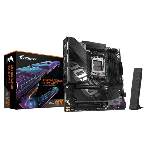 Gigabyte X870M AORUS ELITE WIFI,AMD AM5, Ryzen 9000/8000/7000, 4×DDR5 256GB, PCIe 5.0 M.2, USB4, Wi-Fi 7, 2.5GbE LAN , ALC1220, HDMI, Win11 64-bit