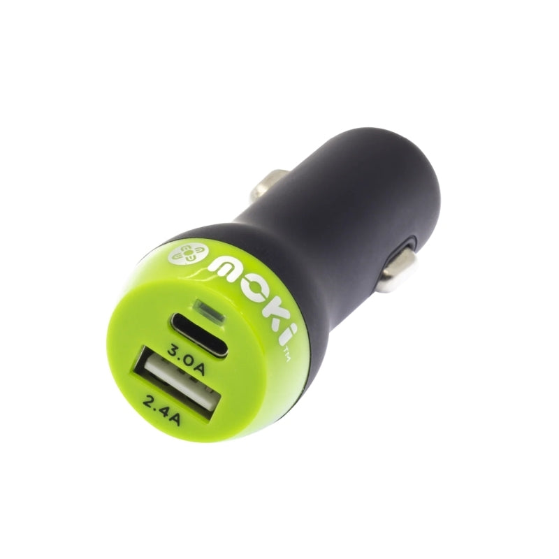 Moki USB-C + USB-A Rapid Car Charger
