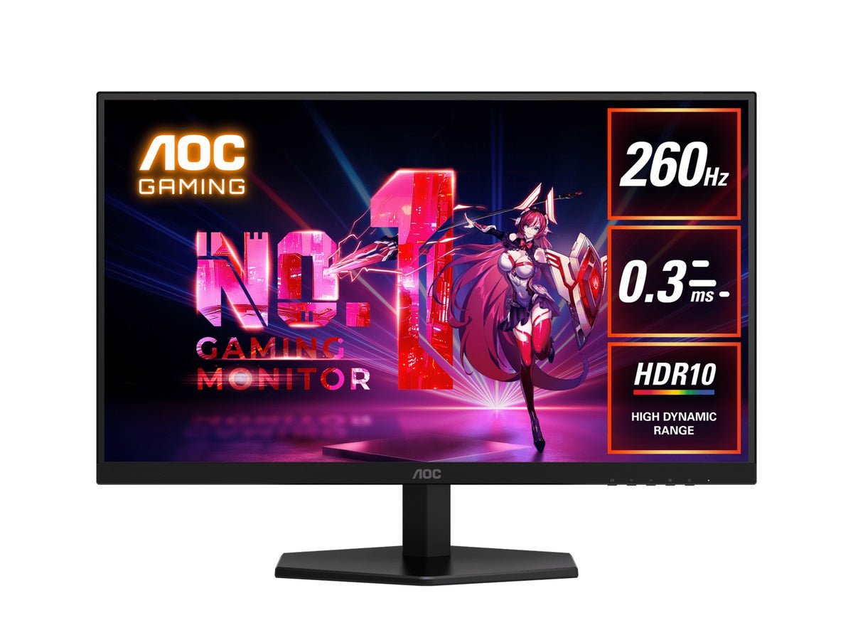 AOC 27' 260Hz Gaming Monitor : Fast IPS panel, 2560×1440 @ 260Hz, 0.3ms MPRT, 120% sRGB, 98.5% DCI-P3, 300 nits, DP & HDMI, tilt stand