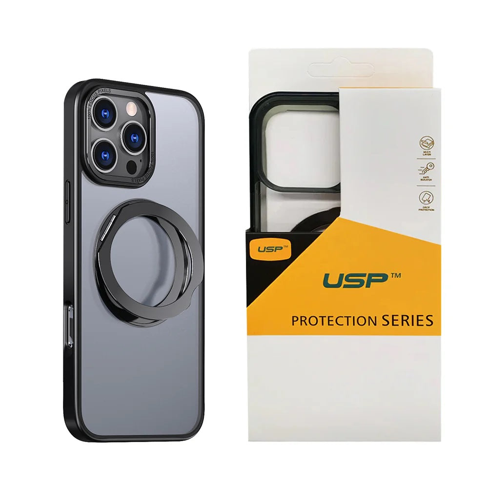 USP Apple iPhone 17 Pro (6.3') ShockProof Case with MagSafe Black - 360° Rotatable Ring-Stand, Scratch Resistant, Robust Protection, 5 Years Warranty