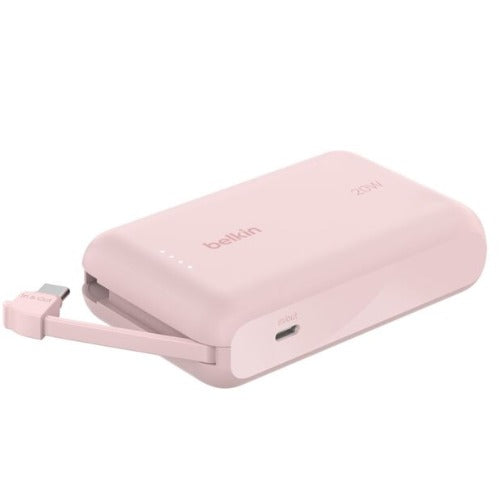 Belkin BoostCharge 10K Power Bank with Integrated 20W USB-C Cable (5.7 cm)  - Pink(BPB021fqPK), 2xUSB-C(20W), $2500 CEW, 2 Years Warranty