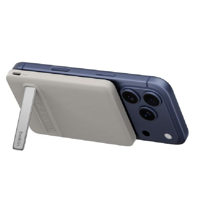Belkin BoostCharge Slim Magnetic 5K Power Bank w/ Qi2(15W)+USB-C Cable(60cm)+Integrated Kickstand-Sand(BPD011fqSA),1xUSB-C,$2500 CEW,2 Years Warranty
