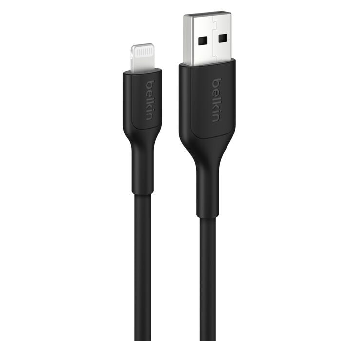 Belkin BoostCharge Lightning to USB-A Cable (2M) - Black (CAA019FQ2MBK), 2.4A/15W, 480Mbps, 300K+ Bends, Apple iPhone, MFI-Certified, 2 Years Warranty