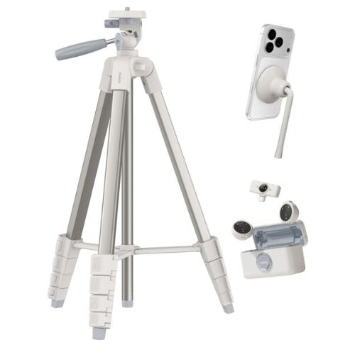 Belkin Stage Creator Kit: Tripod, Magnetic Phone Mount & Wireless Mics - Sand(CTA002fqSA-B1), Lightweight,Flexible angle adjustment, 2 Years Warranty