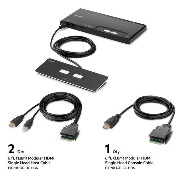 Belkin Cybersecurity and Secure KVM 2-Port Single Head HDMI Modular Secure KVM Switch PP4.0 W/ Remote - Black (F1DN102MOD-HH-4), 2 Years Warranty