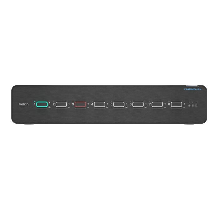 Belkin Cybersecurity and Secure KVM Universal 2nd Gen Secure KVM Switch, 8-Port Dual Head w/ CAC - Black (F1DN208KVM-UN-4),12VDC 4.0A, 2 Years Warrant