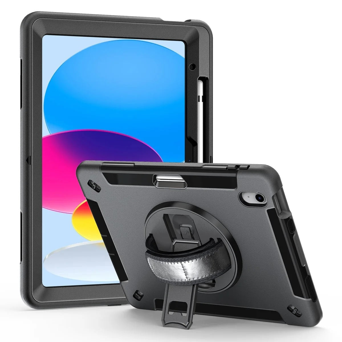 USP Rugged Apple iPad Air (10.5') (3rd Gen) Case Black - Built-in-Kickstand, Hand & Shoulder Strap, DropProof, 5 Years Warranty