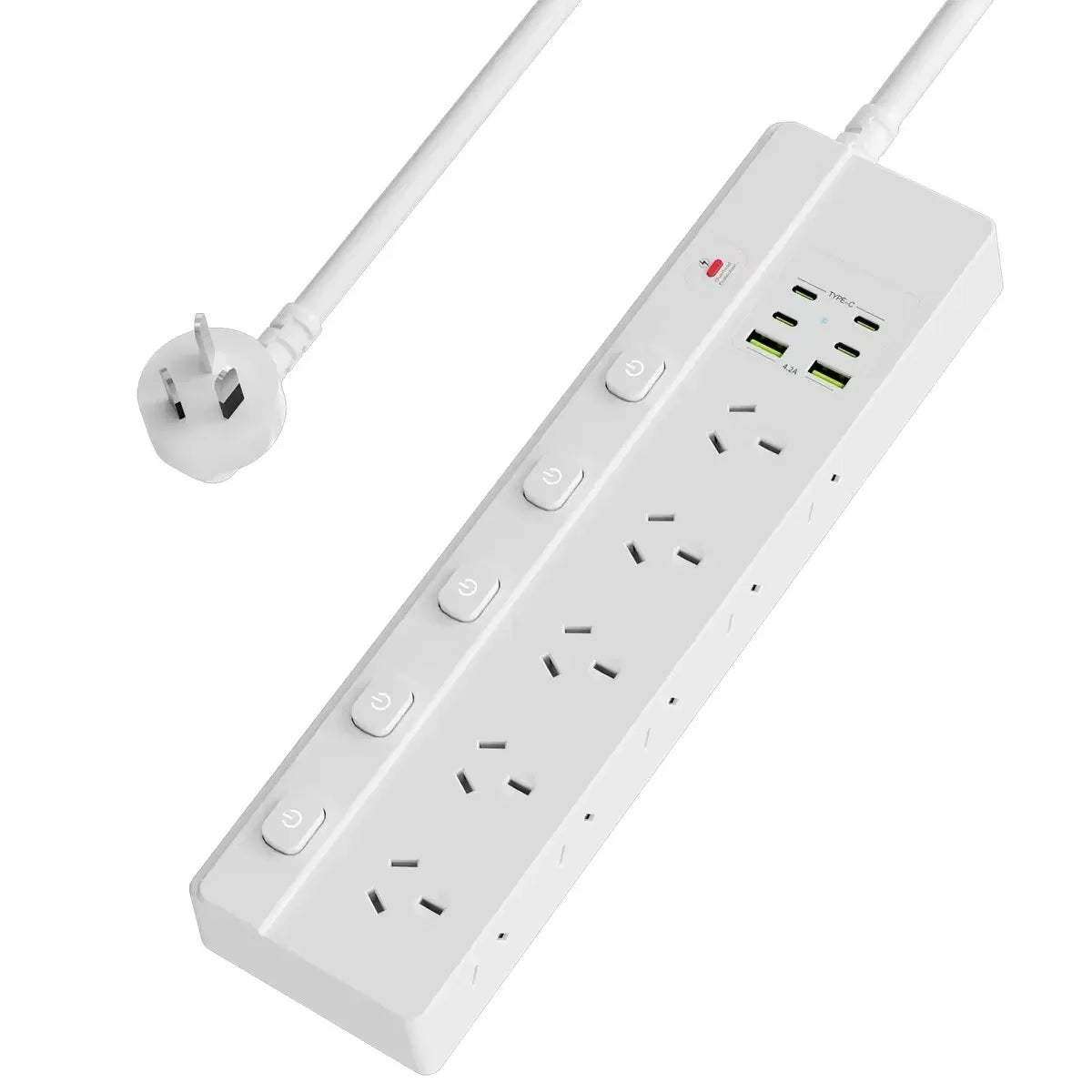 USP 16-in-1 Surge Protector Power Board with 10 AC Outlets & 6 USB Ports -(PB10S2A4C), 1.8M Extension Cable, 5 Years Warranty