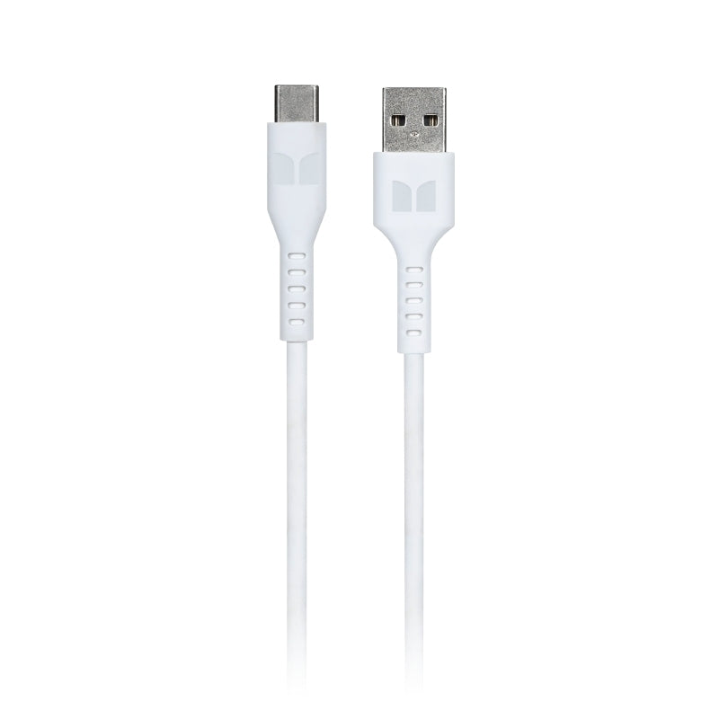 Monster USB-C to USB-A Thermo Plastic Elastometer Cable - White 1.2m - Soundz Store AUSTRALIA