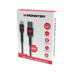 Monster USB-C to USB-A Braided Cable - Black 2m