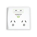 Monster Dual Socket Surge Protector with Dual USB-C Ports - White - Soundz Store AUSTRALIA