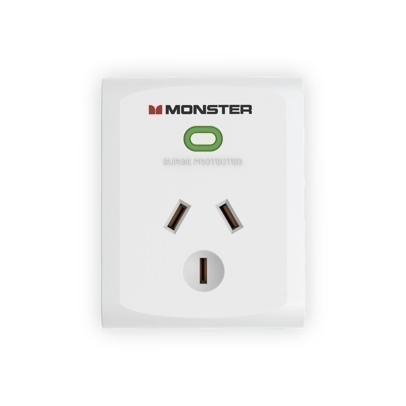 Monster Single Socket Surge Protector - White - Soundz Store AUSTRALIA