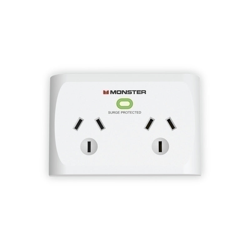 Monster Dual Socket Surge Protector - White - Soundz Store AUSTRALIA