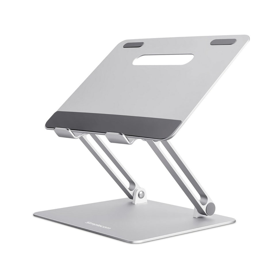 Simplecom CL520 Adjustable Aluminium Ergonomic Riser Stand for Laptop MacBook, Adj 15cm, Tilt, 10'-17', 4kg, 0.9kg, Airflow, Anti-slip, Silver.