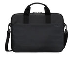 Targus 15'-16' Intellect® Slim Briefcase Zippered padded front pocket Removable adjustable shoulder strap carry handles water-resistant fabric Black