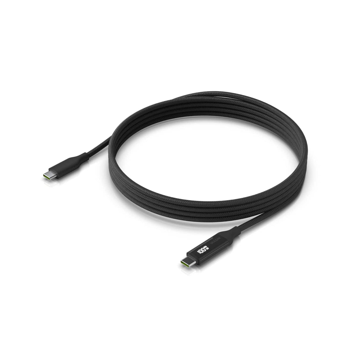 Ubiquiti USB-C Cable with Charge Display,Length 2M, Black, Braided Power & Data Cable With A Double-sided Charge Display,100W Max Power Output