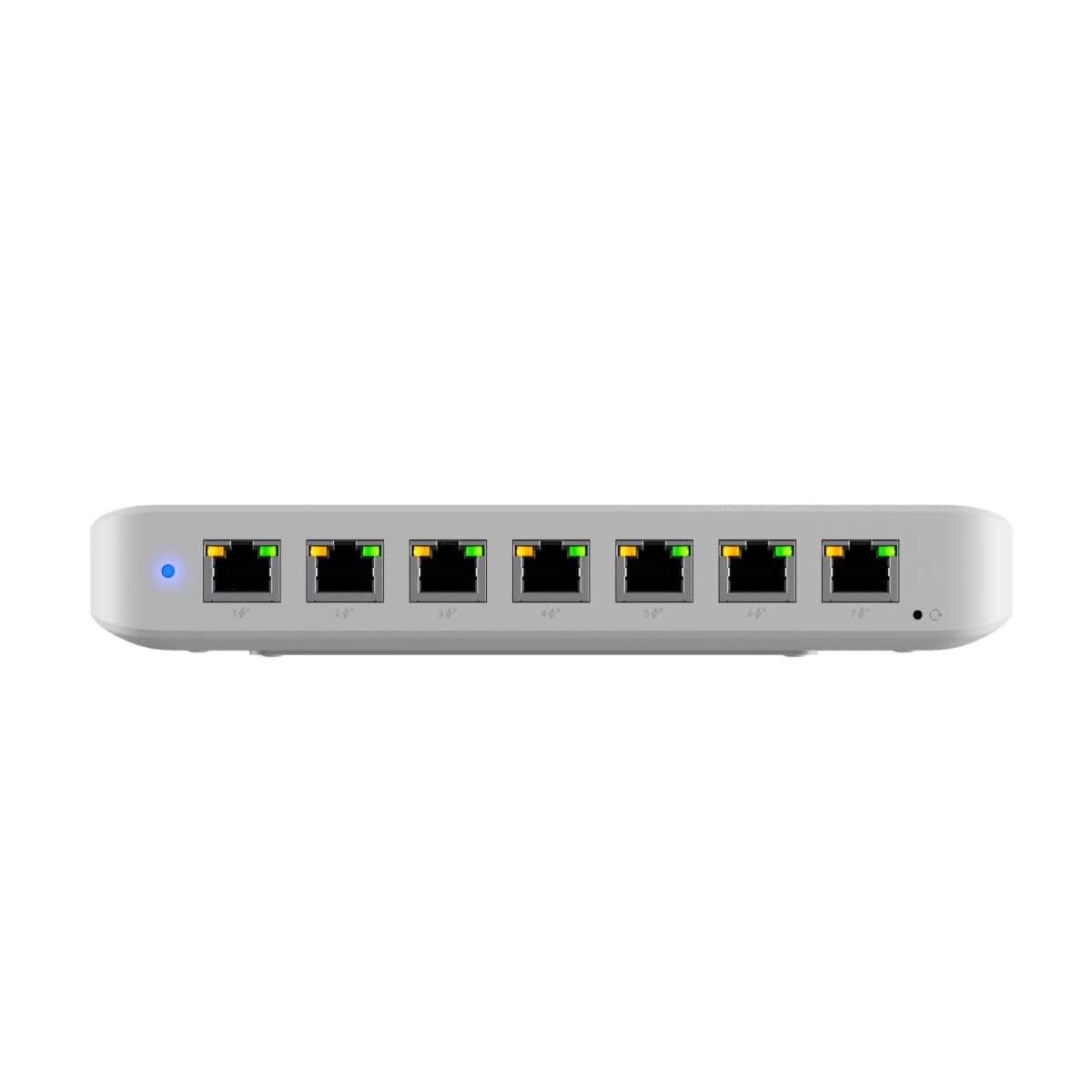 Ubiquiti Ultra 60W, Compact 8-port Layer 2 GbE PoE Switch, Versatile Mounting, 7 GbE PoE+ Output ports, 1 GbE Port, Includes PSU,