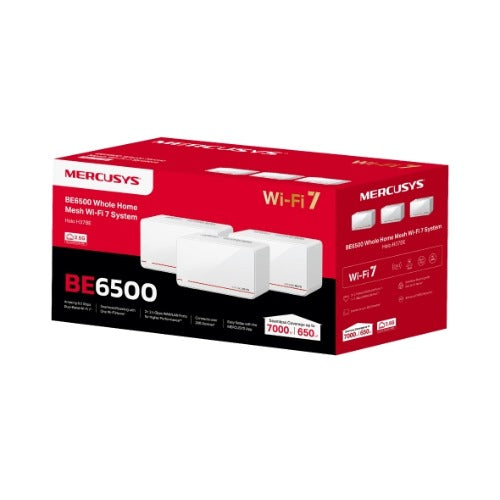 Mercusys Halo H37BE(3-pack) BE6500 Whole Home Mesh Wi-Fi 7 System, 688 Mbps at 2.4 GHz, 5760 Mbps at 5 GHz, MLO, 4096-QAM, OFDMA, EHT160 on 5GHz