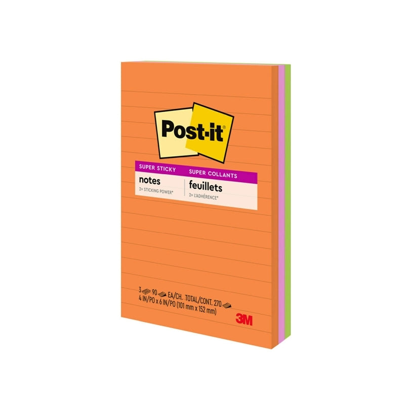 Post-It Lined Super Sticky Notes Rio De Janeiro 101 x 152mm 3-Pack