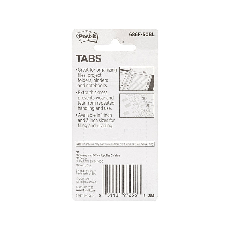 Post-It Tabs Blue 50 x 38mm 2-Pack - Box of 6