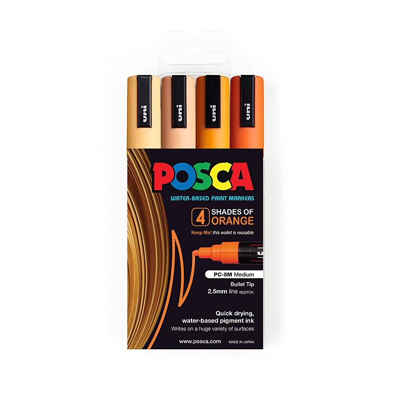 Posca PC-5M Med Blt Orangs Pk4