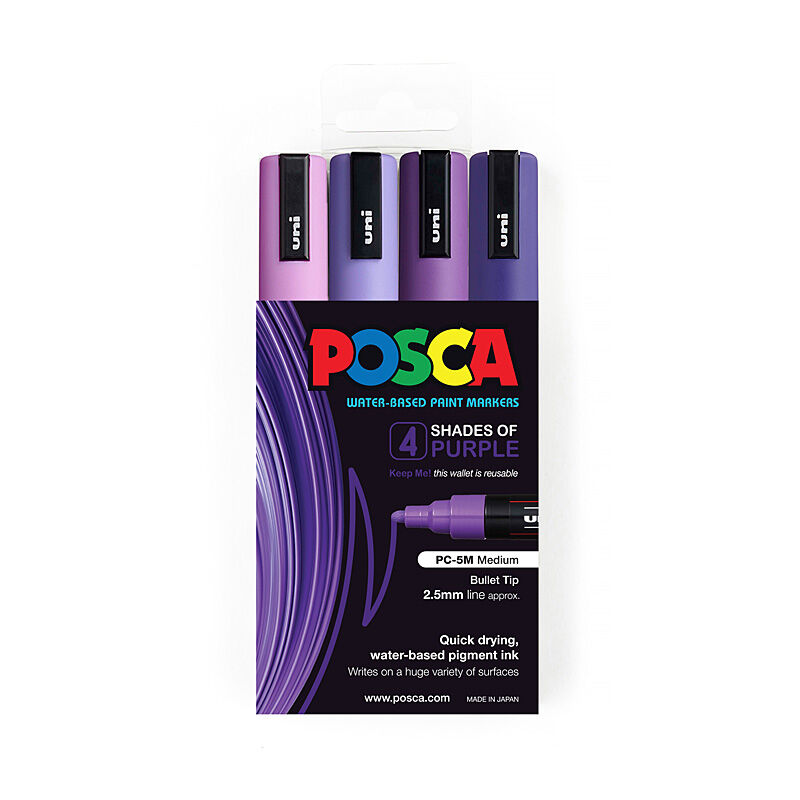 Posca PC-5M Med Blt Purpls Pk4