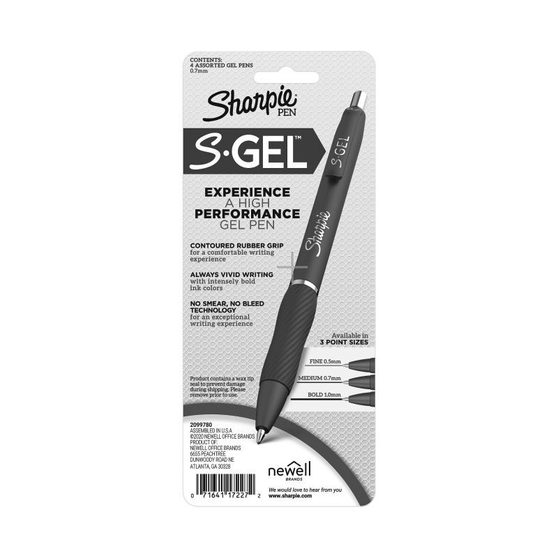 Sharpie Gel 0.7mm Asst Pk4 Bx6