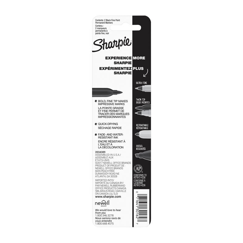 Sharpie PermanentMark Fine Point Black Pk2 Bx6