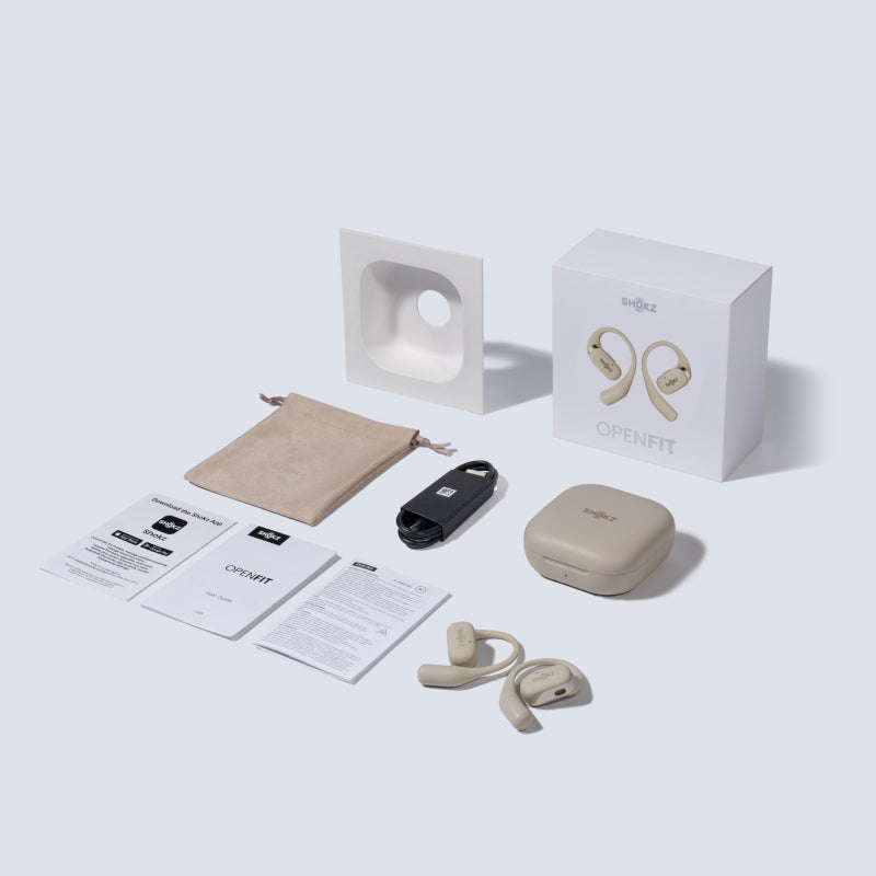 SHOKZ OpenFit Open Ear True Wireless Bone Conduction Earbuds - Beige - Soundz Store AUSTRALIA