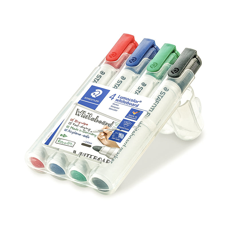 Staedtler Lumocolor Non-Permanent Whiteboard Markers - 4 Pack - Assorted Colours