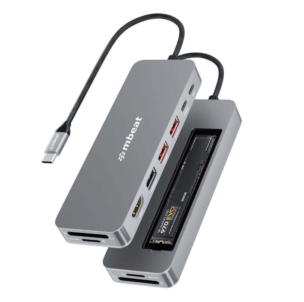 mbeat® mbeat Elite 9-in-1 USB-C Multiport Hub with Built-in M.2 NVMe SSD Enclosure