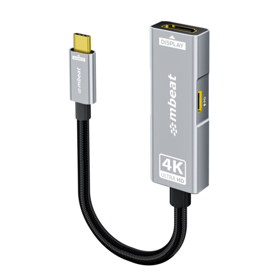 mbeat® Tough Link USB-C to HDMI Adapter with 100W PD - Space Grey  5V-20V/5A, 100W PD  Up to 4K (3840 x 2160) @60Hz