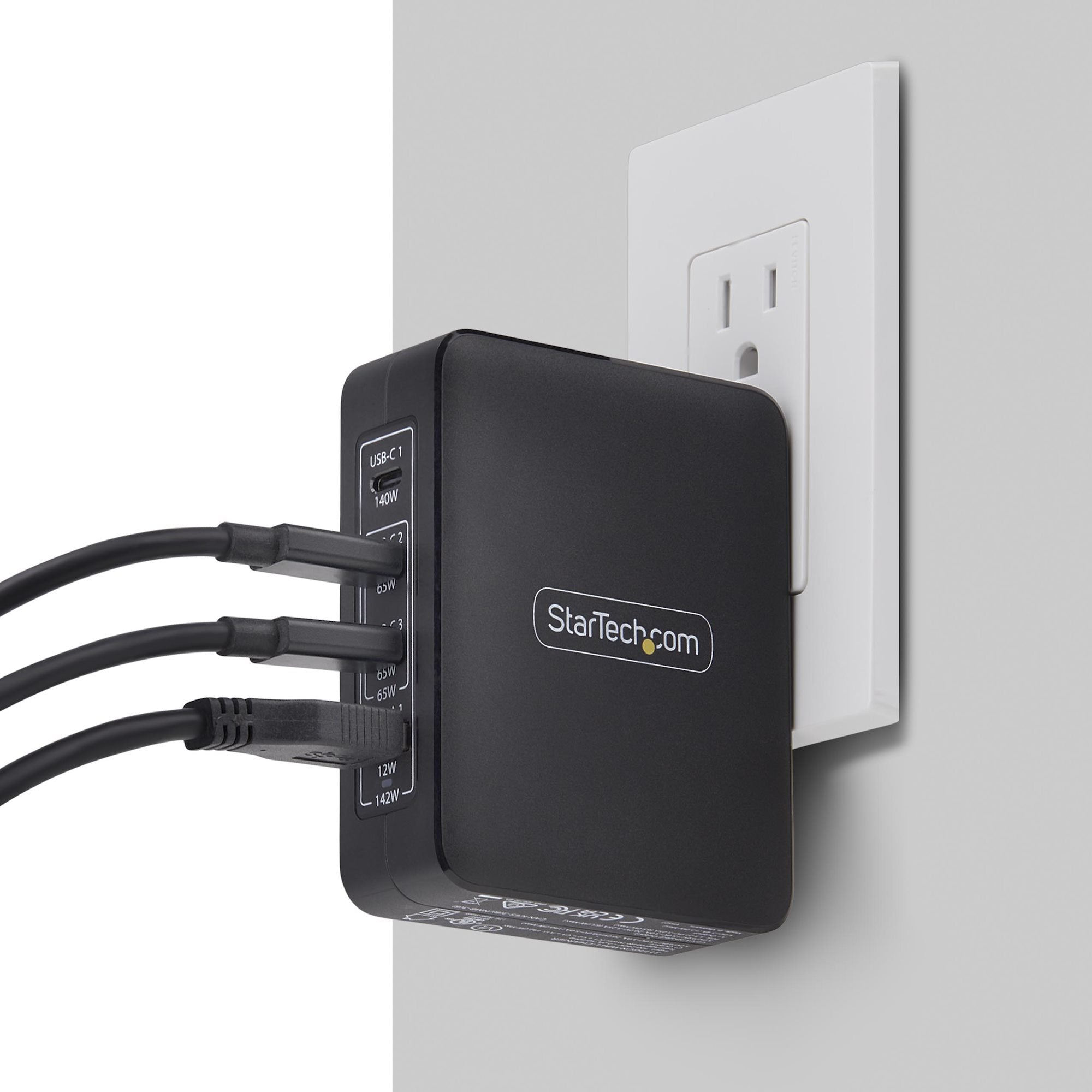 StarTech.com 140W USB-C Wall Charger, 3x USB-C/1x USB-A, PD 3.1 International GaN Power Adapter for MacBook/Dell XPS/Inspiron