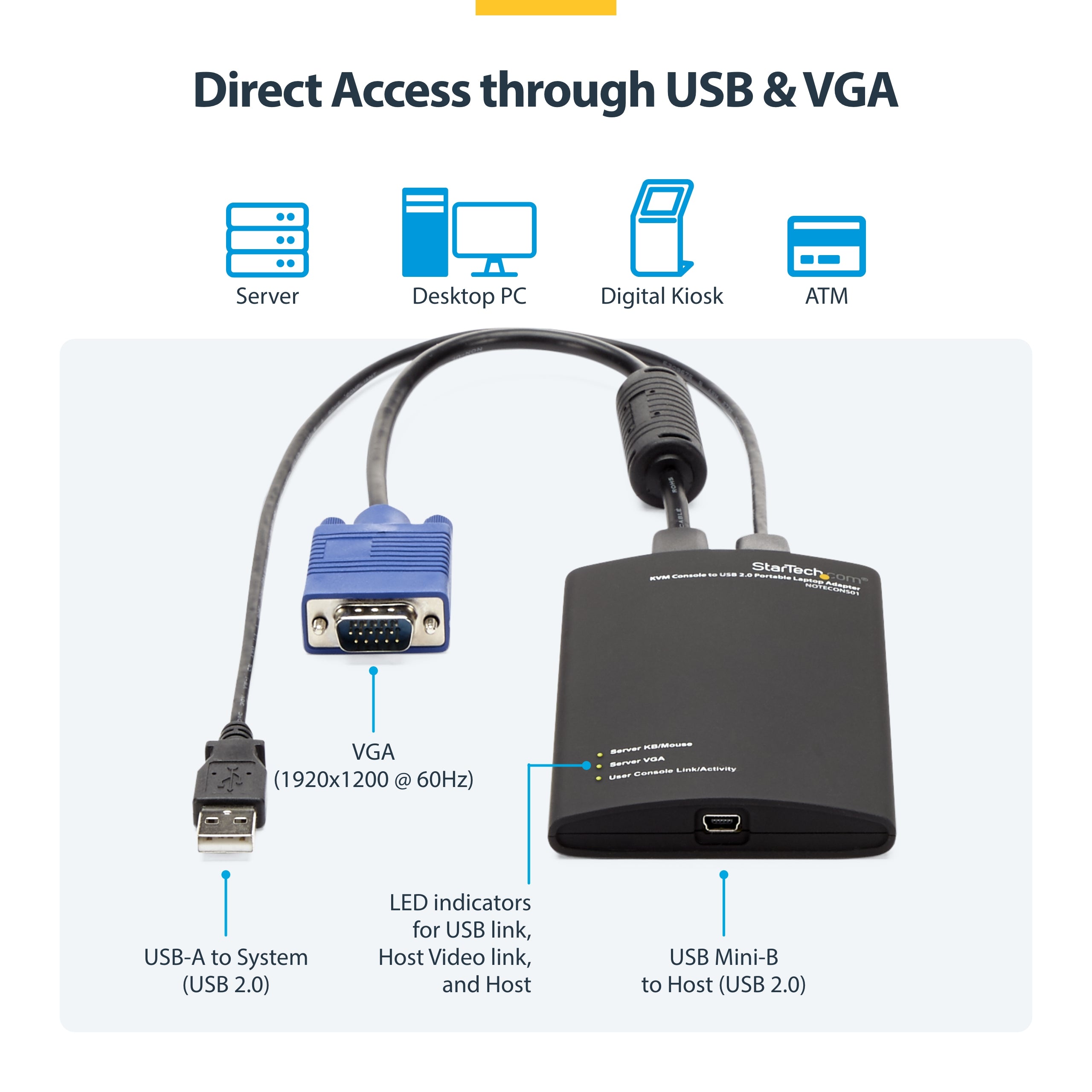 StarTech.com KVM Console to USB 2.0 Portable Laptop Crash Cart Adapter