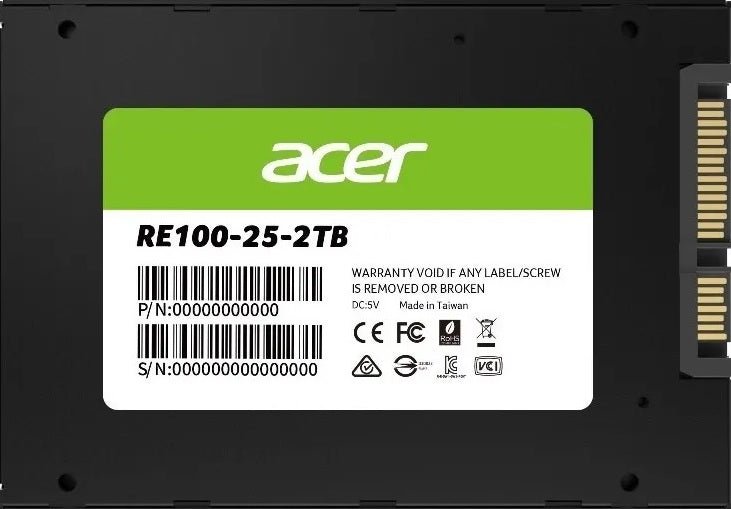 ACER RE100-2TB SSD 2.5 SATA lll Writing Speed 503 MB/s Reading Speed 558 MB/s BL.9BWWA.110 -5 Year Warranty - Soundz Store AUSTRALIA