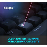 Adesso Easy Touch 1300 Keyboard - Full-size - Wired/Wireless Connectivity - USB Type C Interface - RGB LED - English (US) - Soundz Store AUSTRALIA