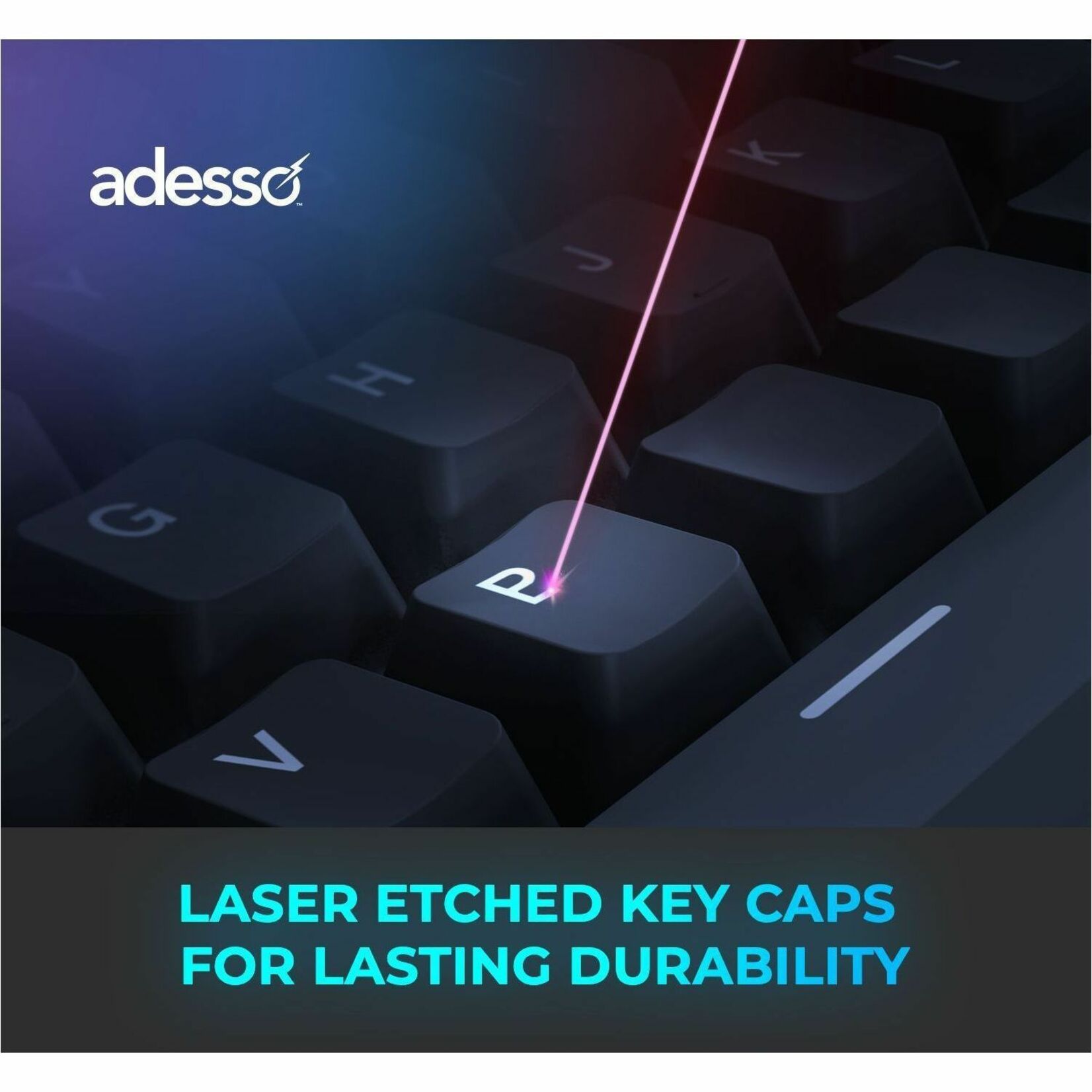Adesso Easy Touch 1300 Keyboard - Full-size - Wired/Wireless Connectivity - USB Type C Interface - RGB LED - English (US) - Soundz Store AUSTRALIA