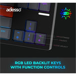 Adesso EasyTouch 1100 Keyboard - Wired/Wireless Connectivity - USB Interface - RGB LED - English (US) - Grey - Soundz Store AUSTRALIA