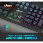 Adesso EasyTouch 1100 Keyboard - Wired/Wireless Connectivity - USB Interface - RGB LED - English (US) - Grey - Soundz Store AUSTRALIA