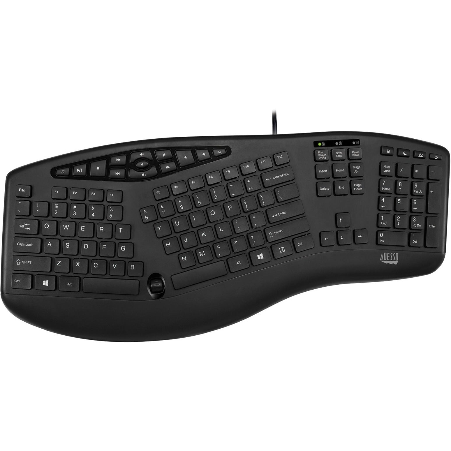 Adesso Tru-Form 160 Rugged Keyboard - Full-size - Cable Connectivity - USB Interface - Scroll Wheel - English (US) - Black - Soundz Store AUSTRALIA
