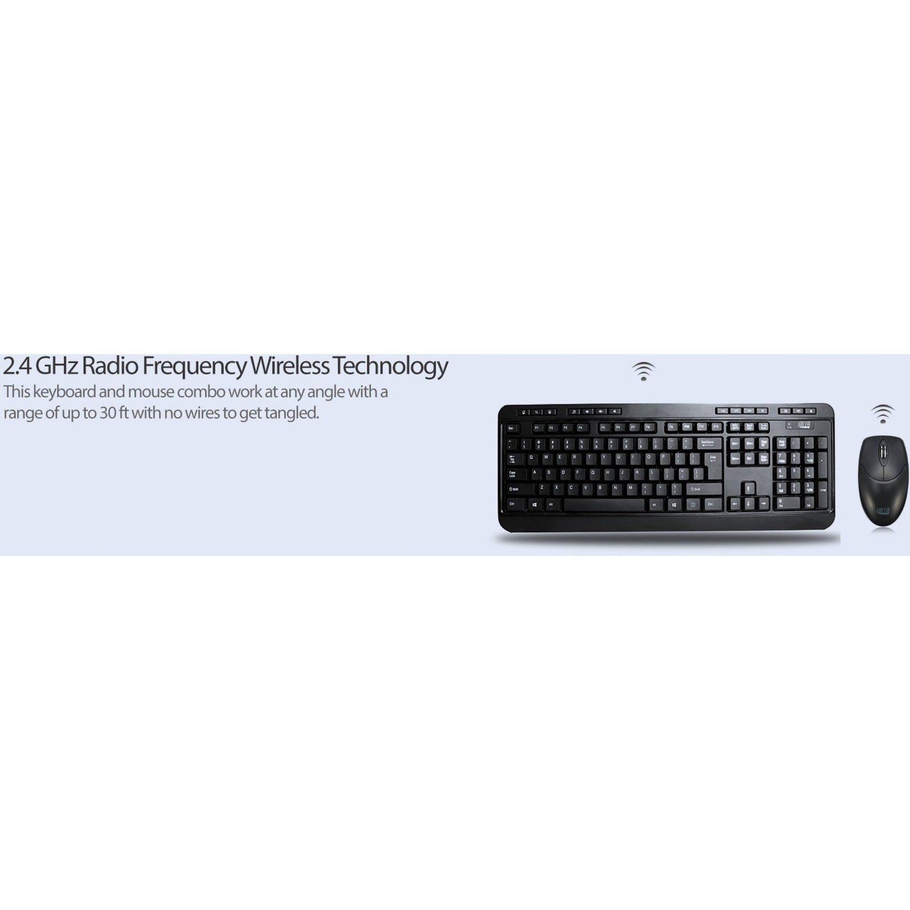 Adesso Wireless Desktop WKB-1320CB Keyboard & Mouse - English (US) - 1 Each - Soundz Store AUSTRALIA