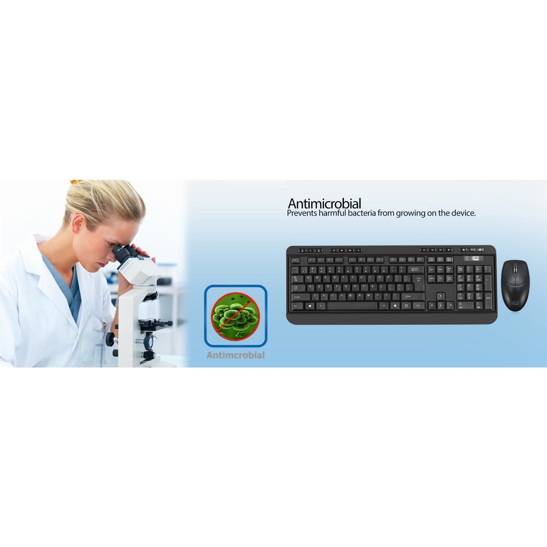 Adesso Wireless Desktop WKB-1320CB Keyboard & Mouse - English (US) - 1 Each - Soundz Store AUSTRALIA