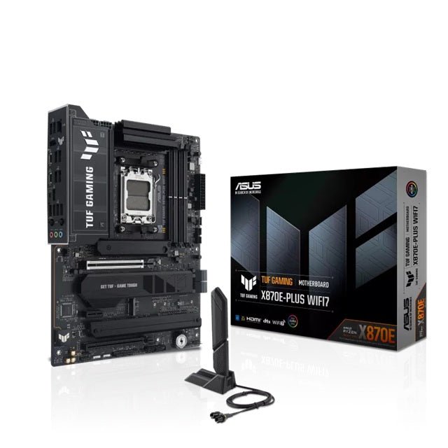 ASUS AMD TUF GAMING X870E-PLUS WIFI7 (AM5) ATX Motherboard, DDR5 256GB 8000+MT/s, PCIe 5.0, 4xM.2, 2.5GbE, WiFi 7, USB4 40Gbps - Soundz Store AUSTRALIA